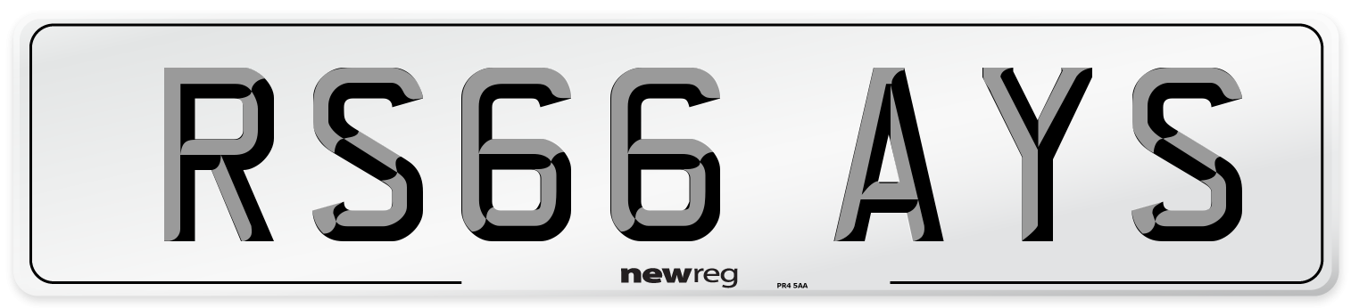 RS66 AYS Number Plate from New Reg